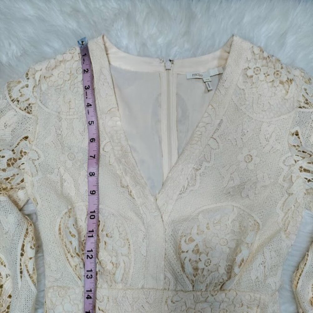 NWT Maje Ilou Guipure Lace Womens Large 3/4 Sleeve V-Neck Playsuit Romper Nude - Picture 11 of 15